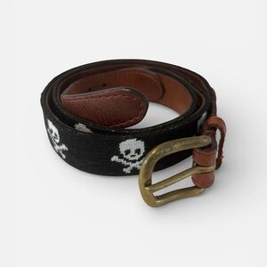 Smathers & Branson “Jolly Roger “ On Black Needlepoint Belt Size 29" youth belt